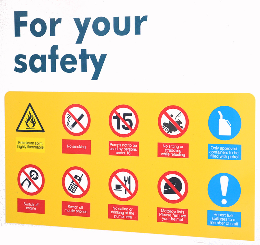 gas station safety signs